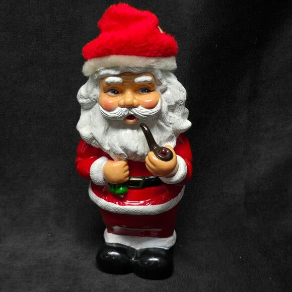Vintage Smoking Pipe Santa Claus Carrying Toys Plastic Coin Bank Collectible - Picture 7 of 11
